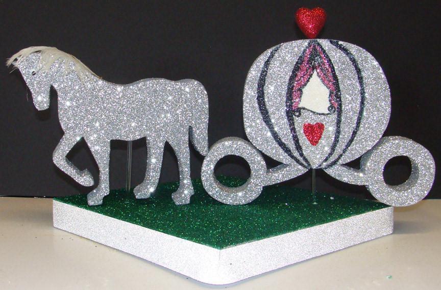 Glittered Foam Horse & Carriage for Princess Party