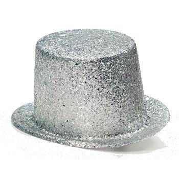 Glittered Top Hat - Silver