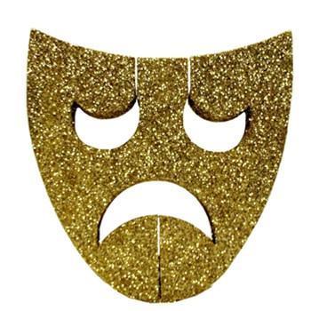 Gold Glitter Tragedy Mask Decoration