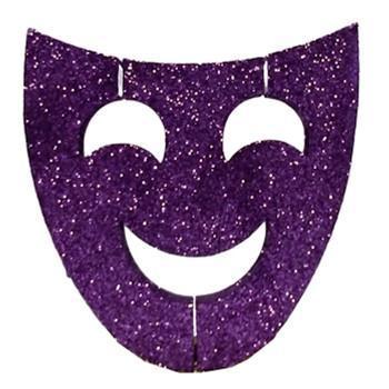 Purple Glitter Comedy Mask Decoration