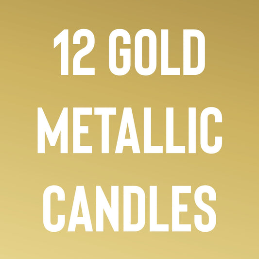 12 Gold Metallic Candles