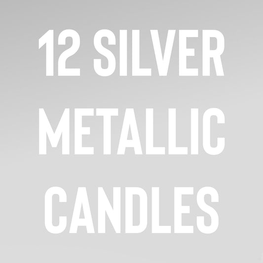12 Silver Metallic Candles